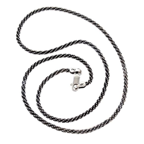 Vintage Italy Sterling Silver 925 Oxidized Rope Chain Necklace 16" - Picture 1 of 3